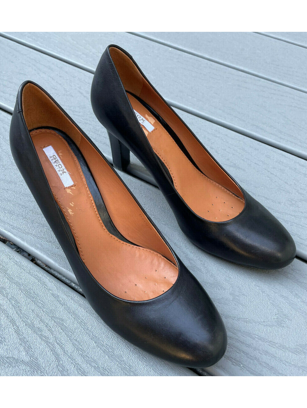 Geox Womens Classic Patent Leather Black High Heel Respira Size 7.5